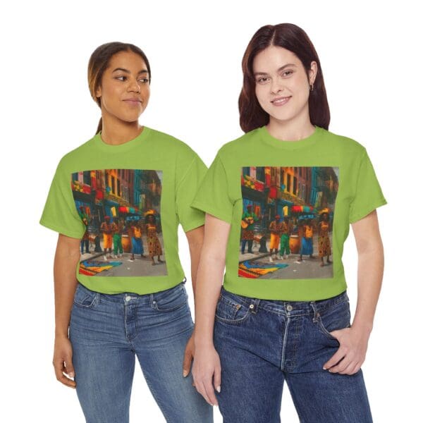 Vibrant Street Art Unisex Heavy Cotton Tee "Strings, Drums, and Stories in Motion. - Image 58