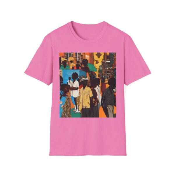 Cultural Vibes Unisex Softstyle T-Shirt - Art Inspired Design The Pulse of the City, The Strength of the Diaspora - Image 97