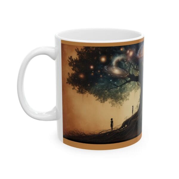 Galactic Tree Ceramic Mug - Fantasy Design for Nature Lovers "Sip with Purpose. Dream Without Limits." - Image 3