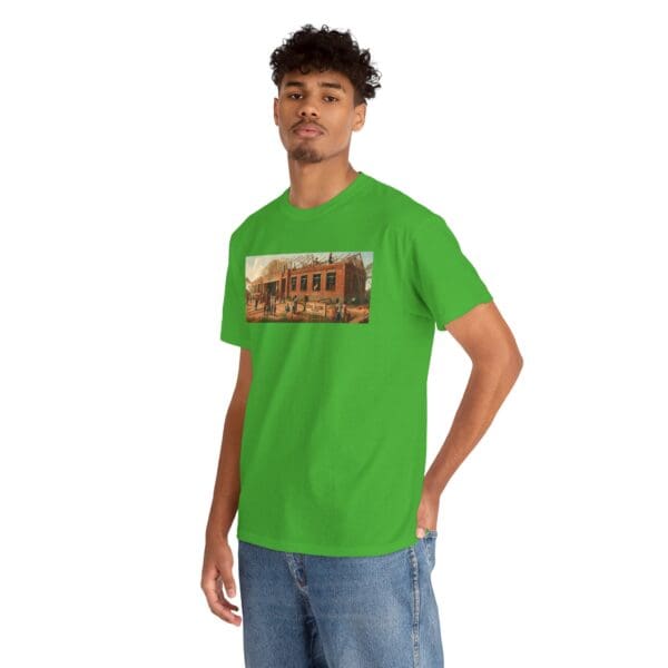 Artistic Unisex Heavy Cotton Tee - Vintage Scene Print "Where Walls Hold Wisdom and Dreams Take Flight." - Image 71