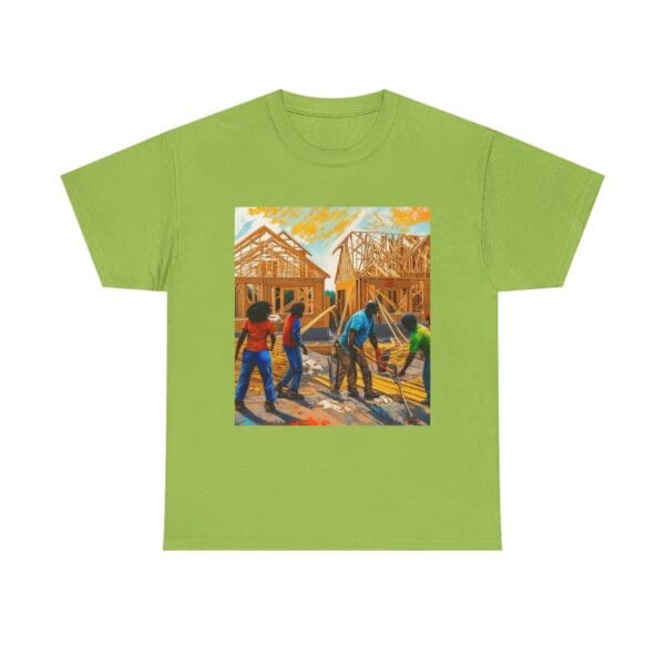 Inspirational Construction Worker Tee - Unisex Heavy Cotton Shirt Raising Walls, Uplifting Communities."  "Built by Us, Built for Us." - Image 54
