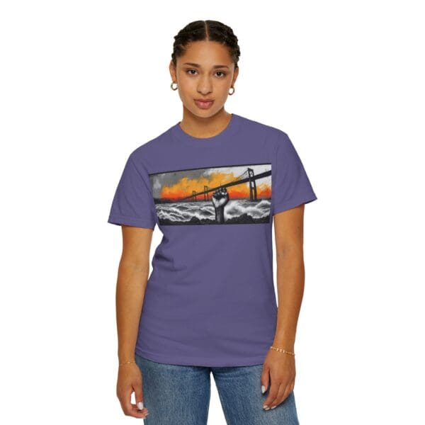 Empowerment Garment-Dyed Unisex T-Shirt - Bold Fist Design Defiant in the Storm, Rising in Strength - Image 126