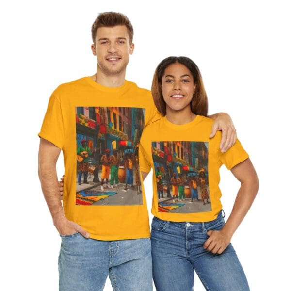 Vibrant Street Art Unisex Heavy Cotton Tee "Strings, Drums, and Stories in Motion. - Image 38