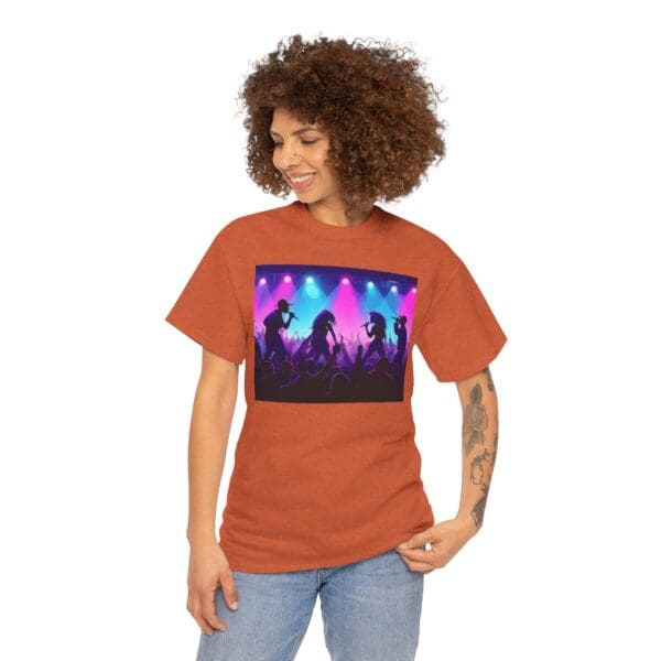 Unisex Heavy Cotton Tee - Vibrant Concert Silhouette Design - Image 86