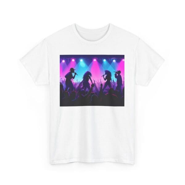 Unisex Heavy Cotton Tee - Vibrant Concert Silhouette Design "Blue & Pink Glow, Hip-Hop Takes Flight." - Image 3
