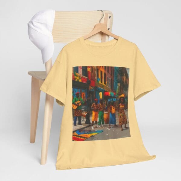 Vibrant Street Art Unisex Heavy Cotton Tee "Strings, Drums, and Stories in Motion. - Image 25
