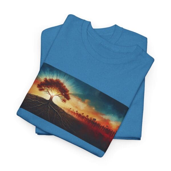 Nature-Inspired Unisex Heavy Cotton Tee with Tree Design "Guided by Resilience. United by Purpose."  "Where Roots R - Image 98