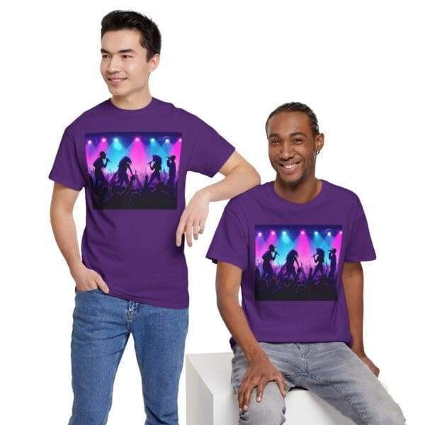 Unisex Heavy Cotton Tee - Vibrant Concert Silhouette Design - Image 109