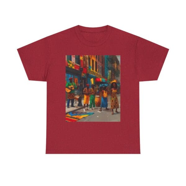 Vibrant Street Art Unisex Heavy Cotton Tee "Strings, Drums, and Stories in Motion. - Image 116