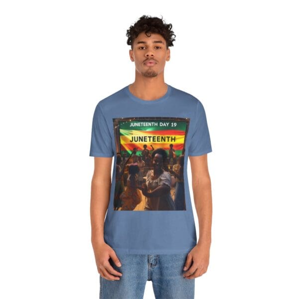 Juneteenth Celebration Tee, Unisex Jersey T-Shirt, Short Sleeve Graphic Tee, Black History Month Shirt, Family Reunion Apparel, Gift [...]"Juneteenth: Freedom Forever, Legacy Unbreakable." - Image 82