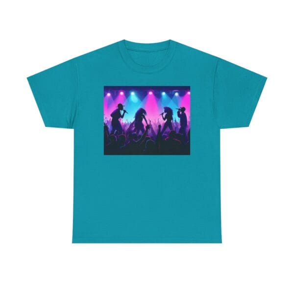 Unisex Heavy Cotton Tee - Vibrant Concert Silhouette Design "Blue & Pink Glow, Hip-Hop Takes Flight." - Image 47