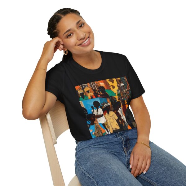 Cultural Vibes Unisex Softstyle T-Shirt - Art Inspired Design The Pulse of the City, The Strength of the Diaspora - Image 22