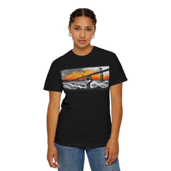 Empowerment Garment-Dyed Unisex T-Shirt - Bold Fist Design Defiant in the Storm, Rising in Strength - Image 115