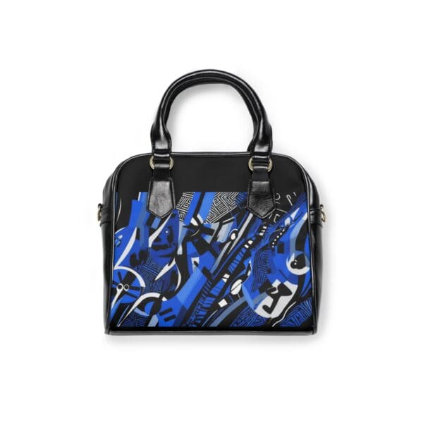 Chic Abstract Shoulder Handbag - Stylish Blue Design