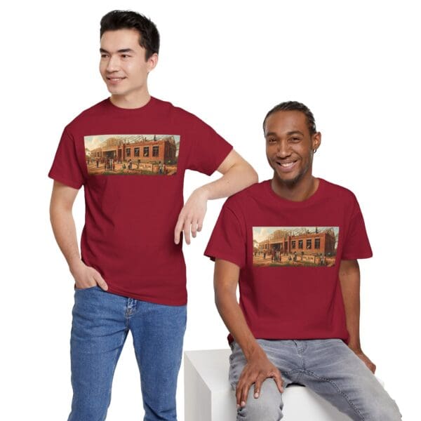 Artistic Unisex Heavy Cotton Tee - Vintage Scene Print "Where Walls Hold Wisdom and Dreams Take Flight." - Image 143