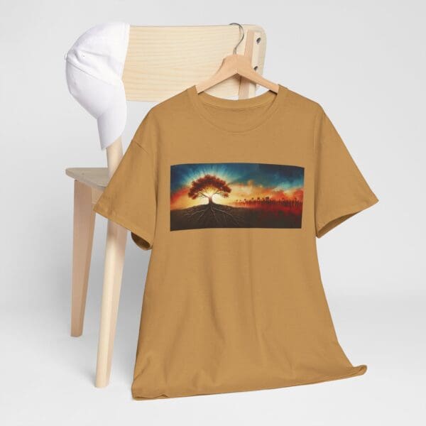 Nature-Inspired Unisex Heavy Cotton Tee with Tree Design "Guided by Resilience. United by Purpose."  "Where Roots R - Image 46