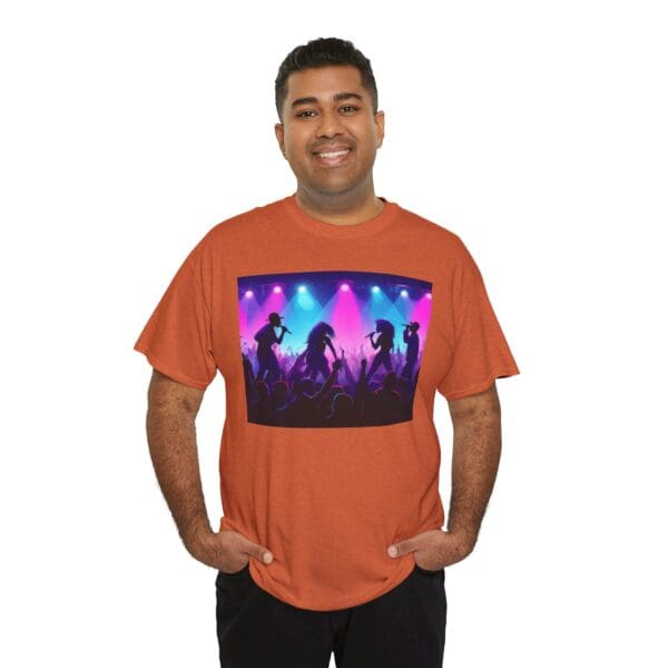 Unisex Heavy Cotton Tee - Vibrant Concert Silhouette Design - Image 88