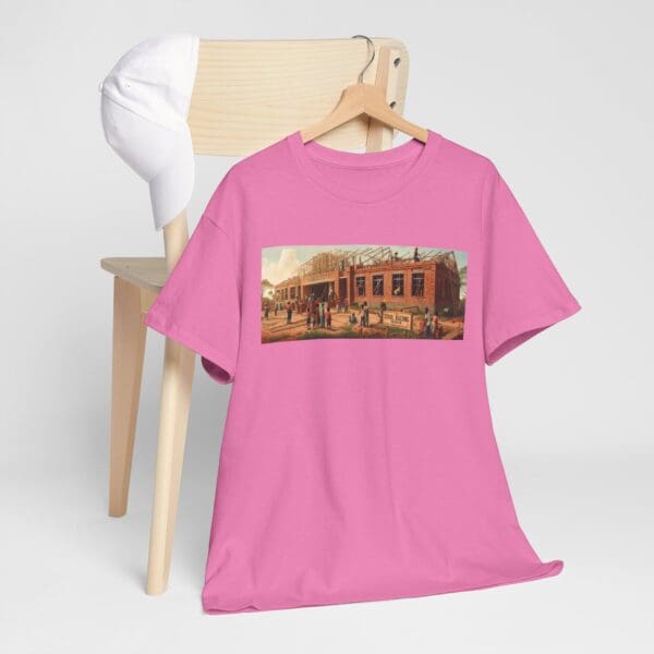 Artistic Unisex Heavy Cotton Tee - Vintage Scene Print "Where Walls Hold Wisdom and Dreams Take Flight." - Image 115