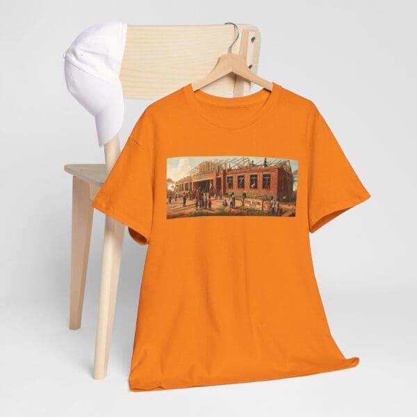 Artistic Unisex Heavy Cotton Tee - Vintage Scene Print "Where Walls Hold Wisdom and Dreams Take Flight." - Image 48