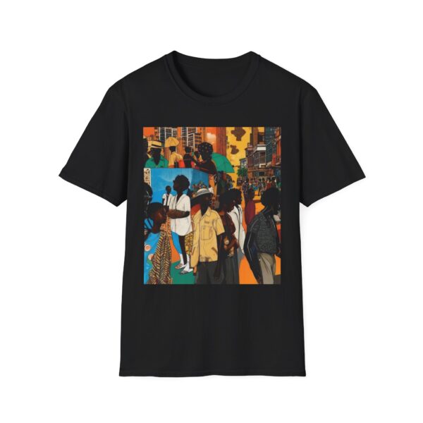 Cultural Vibes Unisex Softstyle T-Shirt - Art Inspired Design The Pulse of the City, The Strength of the Diaspora - Image 17