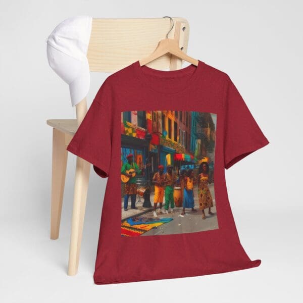 Vibrant Street Art Unisex Heavy Cotton Tee "Strings, Drums, and Stories in Motion. - Image 122