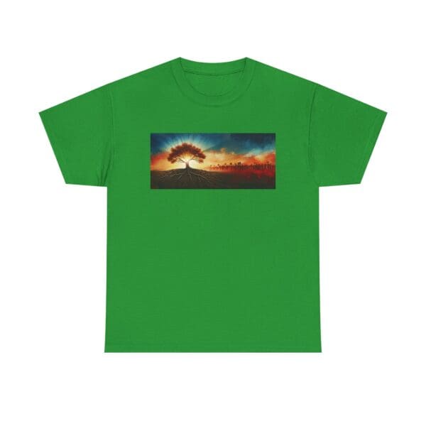 Nature-Inspired Unisex Heavy Cotton Tee with Tree Design "Guided by Resilience. United by Purpose."  "Where Roots R - Image 84