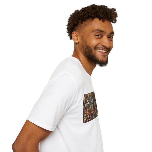 Artistic Unisex Softstyle T-Shirt - Vibrant Community Design "Wear the Movement. Live the Story." - Image 5