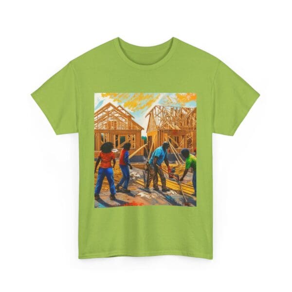 Inspirational Construction Worker Tee - Unisex Heavy Cotton Shirt Raising Walls, Uplifting Communities."  "Built by Us, Built for Us." - Image 56
