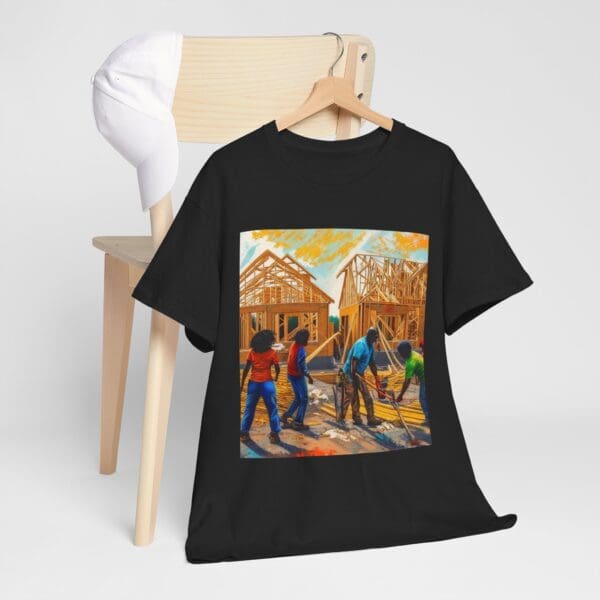 Inspirational Construction Worker Tee - Unisex Heavy Cotton Shirt Raising Walls, Uplifting Communities."  "Built by Us, Built for Us." - Image 16