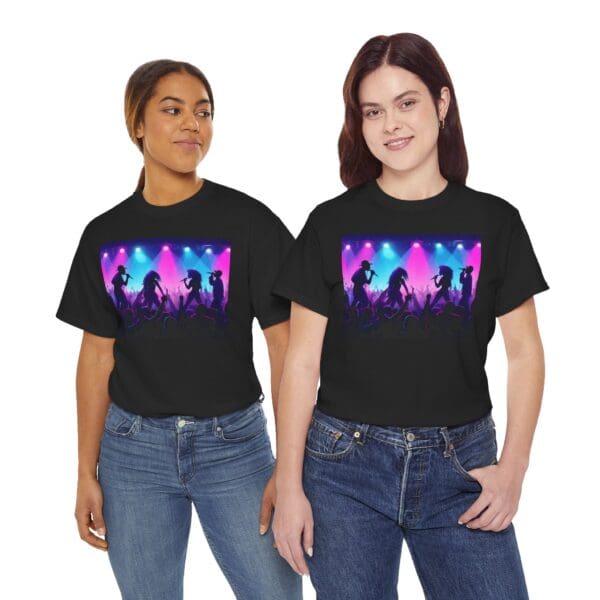 Unisex Heavy Cotton Tee - Vibrant Concert Silhouette Design "Blue & Pink Glow, Hip-Hop Takes Flight." - Image 25