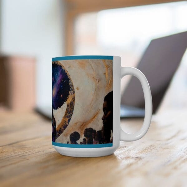 Celestial Portrait Ceramic Mug – Inspirational Coffee Cup for Space Lovers "She Holds the Galaxy. She Owns the Moment." - Image 15