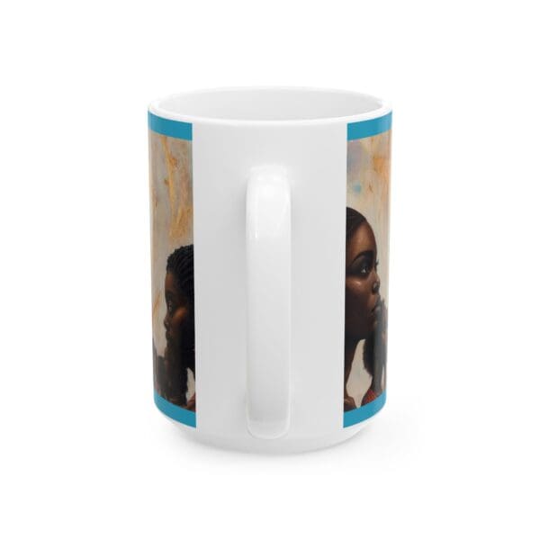 Celestial Portrait Ceramic Mug – Inspirational Coffee Cup for Space Lovers "She Holds the Galaxy. She Owns the Moment." - Image 12