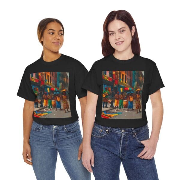 Vibrant Street Art Unisex Heavy Cotton Tee "Strings, Drums, and Stories in Motion. - Image 18