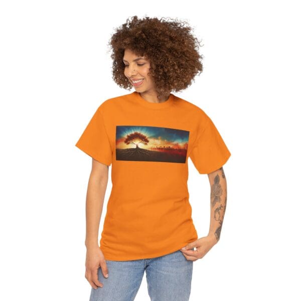 Nature-Inspired Unisex Heavy Cotton Tee with Tree Design "Guided by Resilience. United by Purpose."  "Where Roots R - Image 60