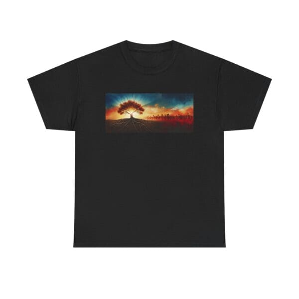 Nature-Inspired Unisex Heavy Cotton Tee with Tree Design "Guided by Resilience. United by Purpose."  "Where Roots R - Image 20