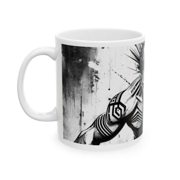 Urban Art Ceramic Mug - 11oz & 15oz - Bold Black and White Design crown of thorns design: - Image 3