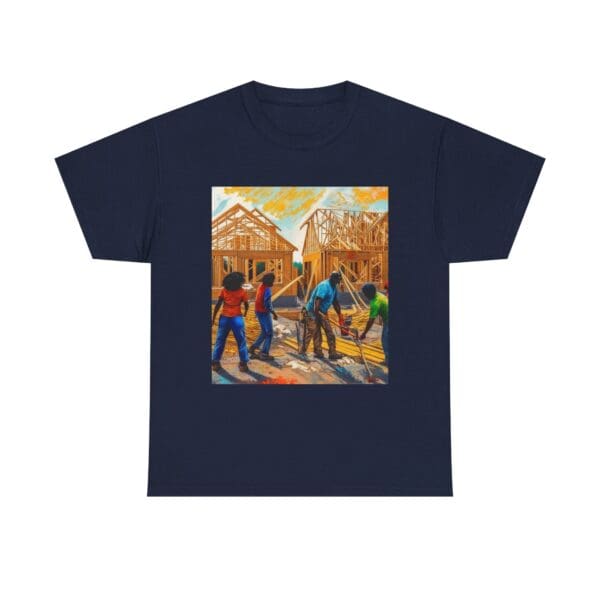 Inspirational Construction Worker Tee - Unisex Heavy Cotton Shirt Raising Walls, Uplifting Communities."  "Built by Us, Built for Us." - Image 108