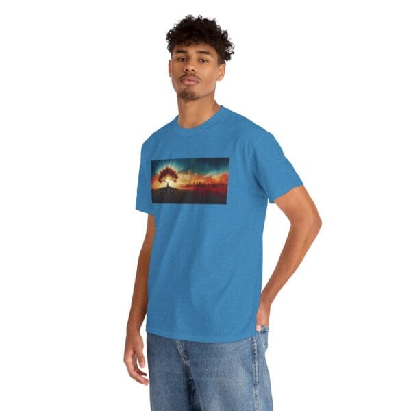 Nature-Inspired Unisex Heavy Cotton Tee with Tree Design "Guided by Resilience. United by Purpose."  "Where Roots R - Image 101