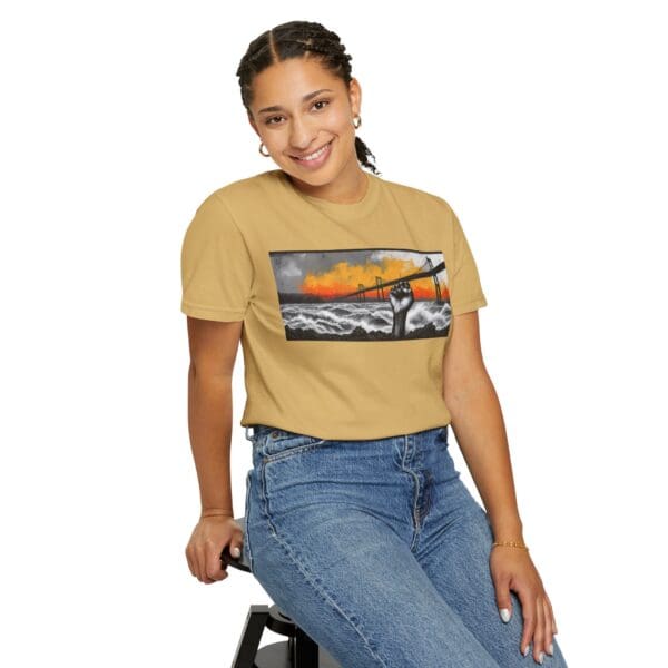 Empowerment Garment-Dyed Unisex T-Shirt - Bold Fist Design Defiant in the Storm, Rising in Strength - Image 34