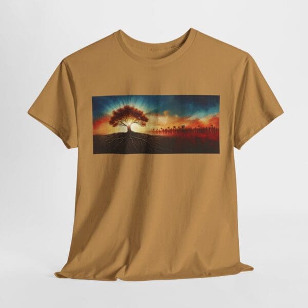 Nature-Inspired Unisex Heavy Cotton Tee with Tree Design "Guided by Resilience. United by Purpose."  "Where Roots R - Image 47
