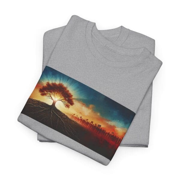Nature-Inspired Unisex Heavy Cotton Tee with Tree Design "Guided by Resilience. United by Purpose."  "Where Roots R - Image 34