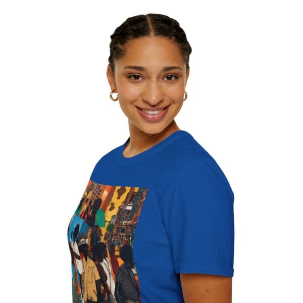Cultural Vibes Unisex Softstyle T-Shirt - Art Inspired Design The Pulse of the City, The Strength of the Diaspora - Image 77