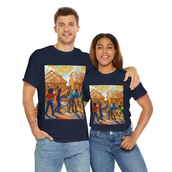 Inspirational Construction Worker Tee - Unisex Heavy Cotton Shirt Raising Walls, Uplifting Communities."  "Built by Us, Built for Us." - Image 116