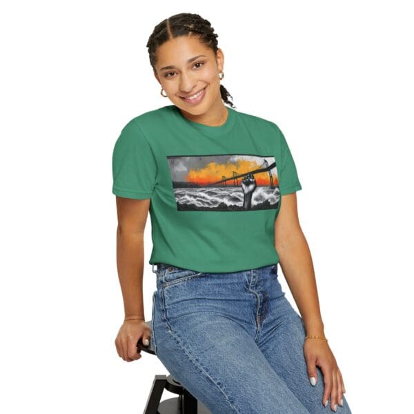 Empowerment Garment-Dyed Unisex T-Shirt - Bold Fist Design Defiant in the Storm, Rising in Strength - Image 85
