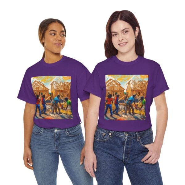 Inspirational Construction Worker Tee - Unisex Heavy Cotton Shirt Raising Walls, Uplifting Communities."  "Built by Us, Built for Us." - Image 128
