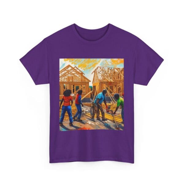 Inspirational Construction Worker Tee - Unisex Heavy Cotton Shirt Raising Walls, Uplifting Communities."  "Built by Us, Built for Us." - Image 121