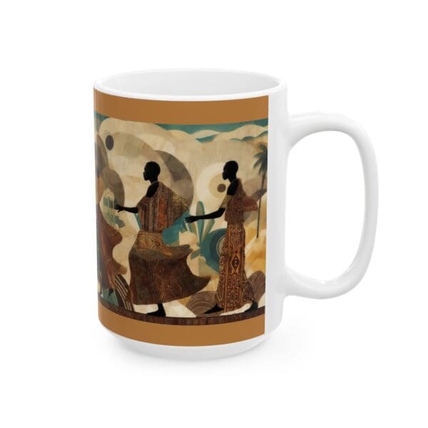 Cultural Elegance Ceramic Mug - Stylish 11oz & 15oz Coffee Cups Through the Sands of Time, We Journey On." with Artistic Design - Image 14