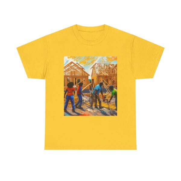 Inspirational Construction Worker Tee - Unisex Heavy Cotton Shirt Raising Walls, Uplifting Communities."  "Built by Us, Built for Us." - Image 43