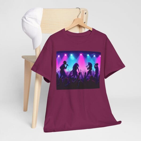 Unisex Heavy Cotton Tee - Vibrant Concert Silhouette Design "Blue & Pink Glow, Hip-Hop Takes Flight." - Image 93