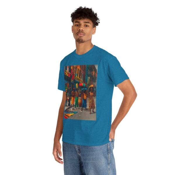 Vibrant Street Art Unisex Heavy Cotton Tee "Strings, Drums, and Stories in Motion. - Image 86